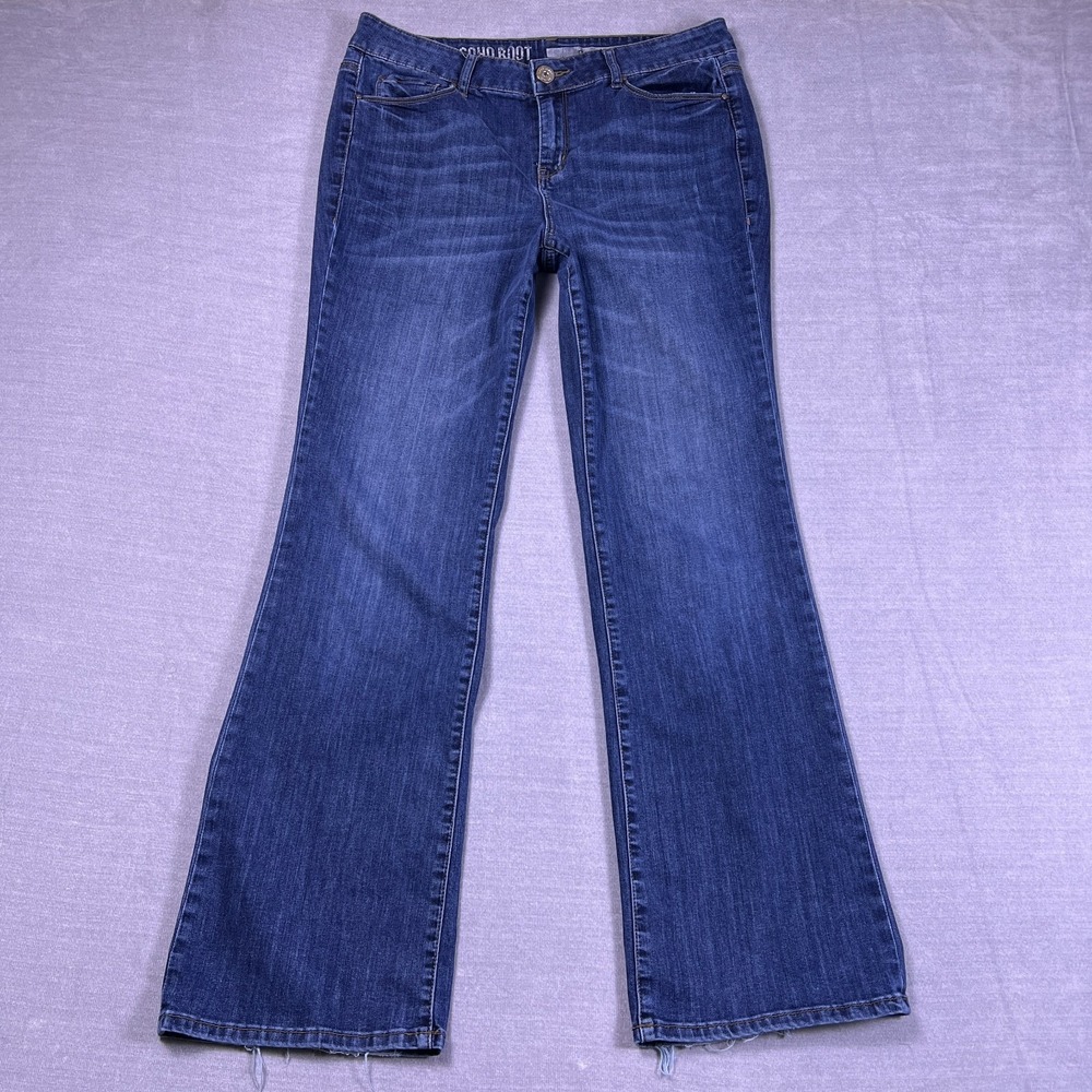 DKNY Womens Dark Blue Denim Stretch 5-Pocket Whisker Soho Bootcut Jeans Size 10